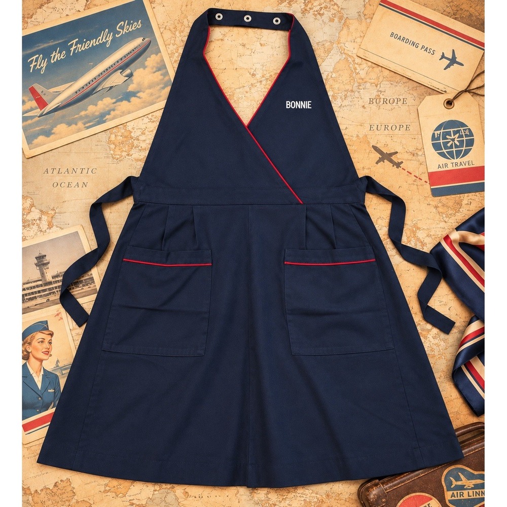 Vintage 1990's United Airlines Stewardess Apron Size Small